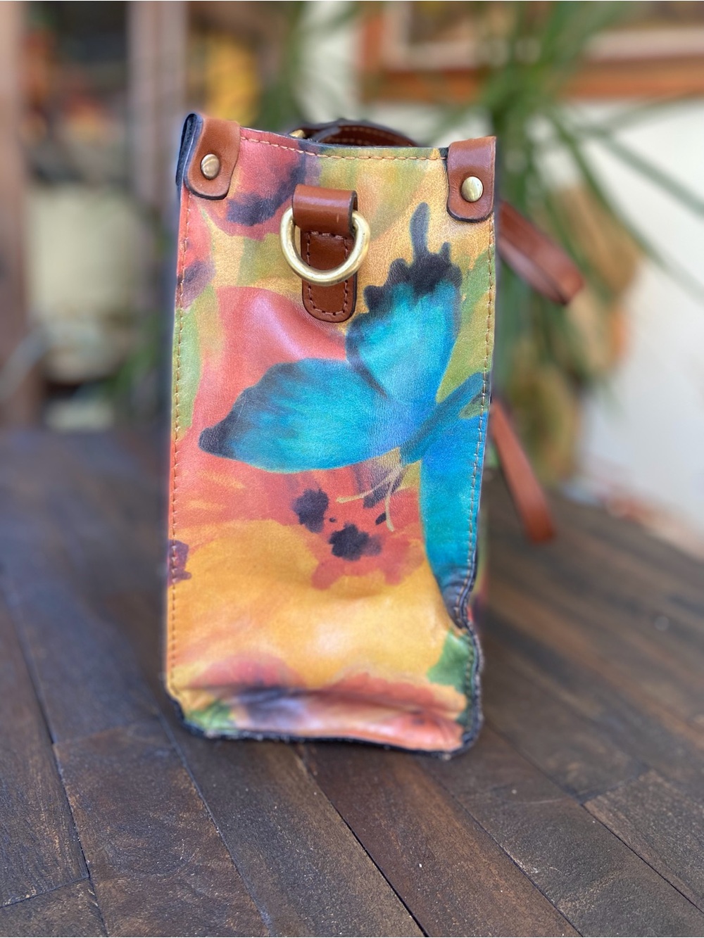 Patricia Nash Watercolor Butterfly leather AVA Tote - Picture 4 of 10